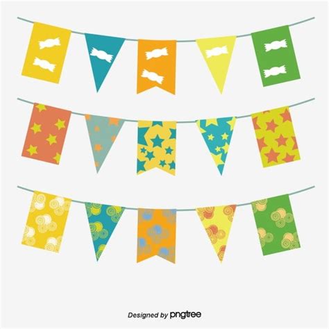 Festival Flag Vector PNG Images, Small Vector Colorful Flags For ...