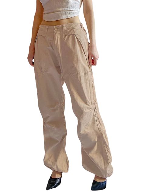 Pudcoco Cargo Pants For Women Casual Baggy Wide Leg Pants Aesthetics E