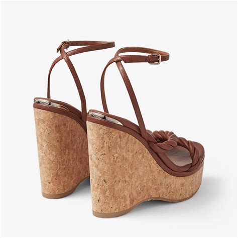 Tan Luxe Nappa Leather Wedge Sandals DIOSA WEDGE 130 Summer 2022