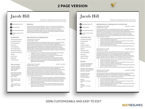 Marketing Communications Resume Word – MasterBundles