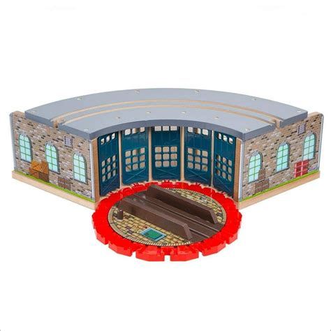 Orbrium Wooden Railway Roundhouse With Turntable Compatible With Thomas