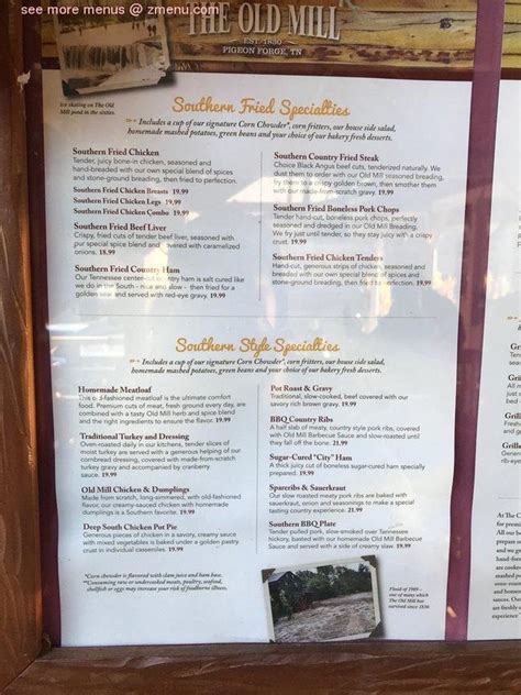 Online Menu Of Old Mill Restaurant Restaurant Pigeon Forge Tennessee