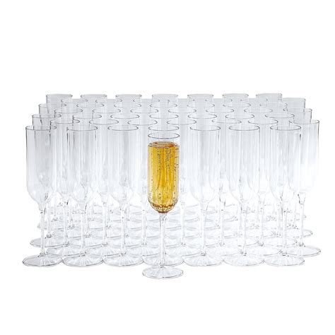 Disposable Toasting Glasses Clear Plastic Champagne Flutes Bulk 50 Ct