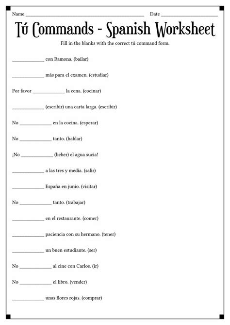 A Personal In Spanish Worksheet Spanish Words For Beginners