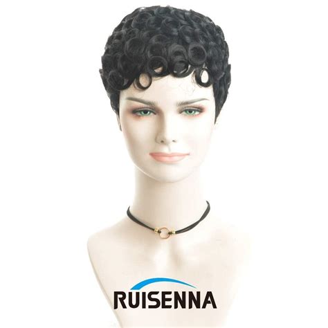 Ruisenna Short Human Hair Wigs Curly Pixie Cut Wigs For Women Glueless