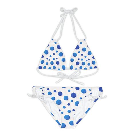 Strappy Bikini Set Blue And White Bikini Summer Bikini Set Fashion Swimsuit Trendy Bikini Women