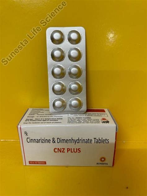 Cinnarizine Dimenhydrinate Tablet Packaging Size 10X10 Pack