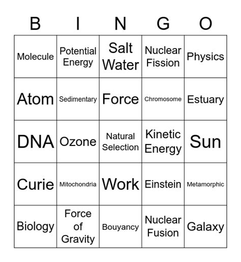 Science BINGO Bingo Card