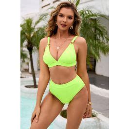 Avocado neongrünes Bikini Set Boho Chic Indie Romantische Modeboutique