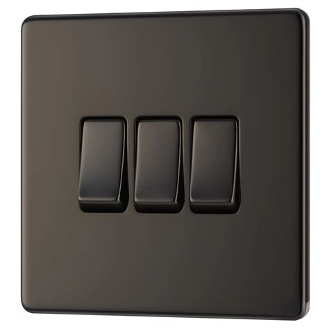 Colours 10a 2 Way Triple Black Nickel Light Switch Departments Diy