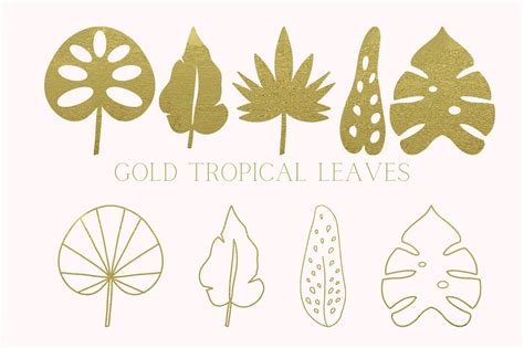 Gold Tropical Leaves Graphic By Tímea Herczeg · Creative Fabrica