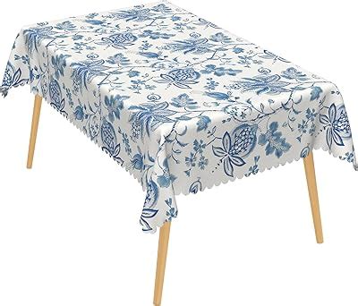 Amazon Anydesign Vintage Floral Tablecloth Blue White Flower