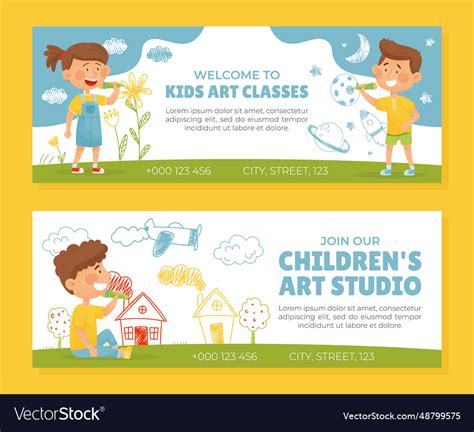 Creative kids drawing banner design Royalty Free Vector