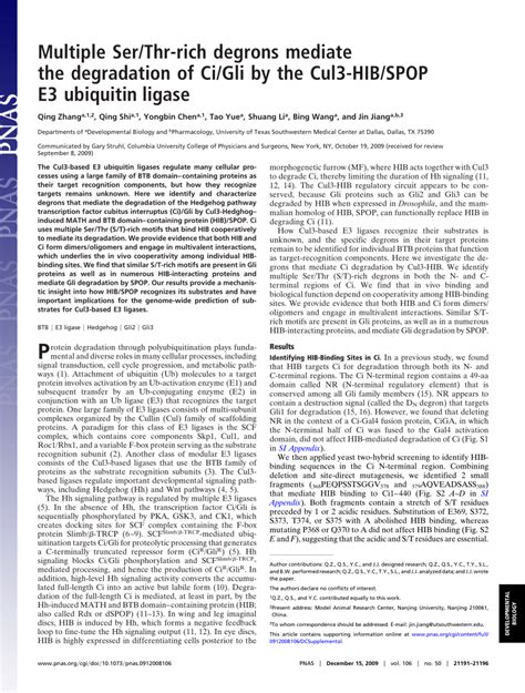 PDF Multiple Ser Thr Rich Degrons Mediate The Degradation Of Ci Gli