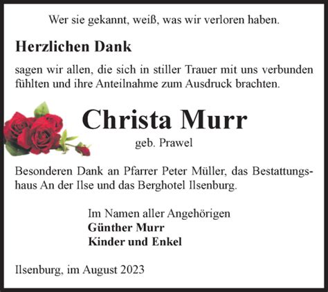 Traueranzeigen Von Christa Murr Abschied Nehmen De