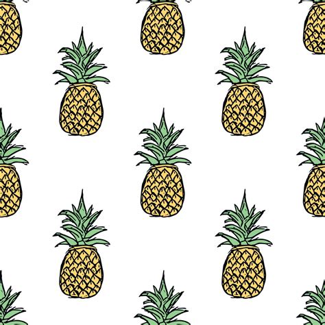 Seamless Pineapple Pattern Doodle Vector With Ananas Vintage Pineapple Pattern 22879271 Vector