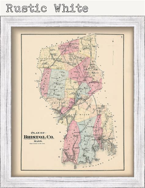 BRISTOL COUNTY, Massachusetts 1871 Map - Replica or Genuine ORIGINAL