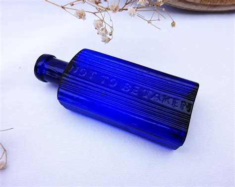 Antique Cobalt Blue Poison Bottle 2 Oz Rectangular Not To Be Taken