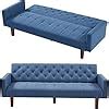 Amazon Setawix Linen Upholstered Futon Sofa Bed Modern Convertible