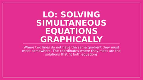 Simultaneous Equations - graphs - Theory informed revision | Teaching Resources