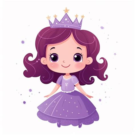 Princesa Dos Desenhos Animados Vestido Roxo E Ai Generativa Tiable