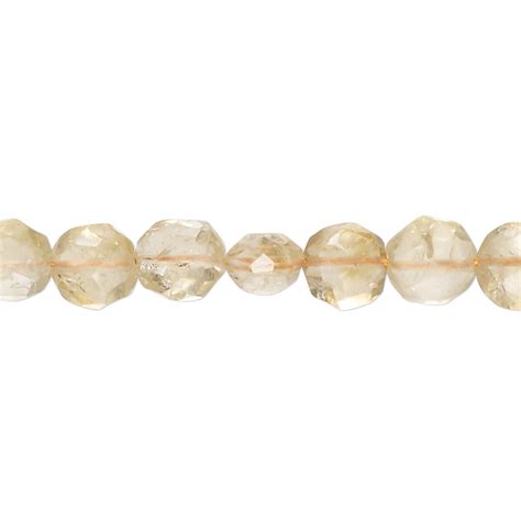 Bead Citrine Heated Light To Medium Mm Hand Cut Faceted Puffed