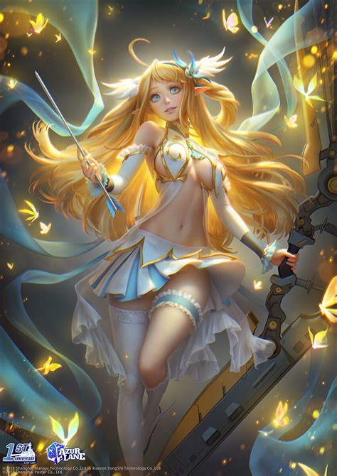 Rule 34 Azur Lane Blonde Hair Blue Eyes Breast Curtains Centaur Azur Lane Midriff Navel