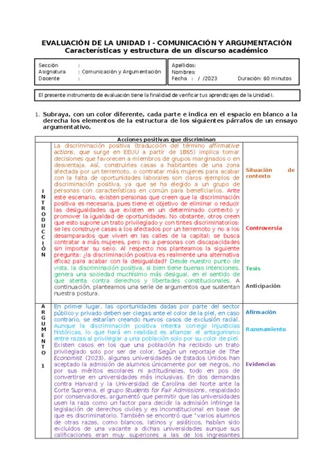 Propuesta Prueba Mixta 2023 20 EvaluaciÓn De La Unidad I