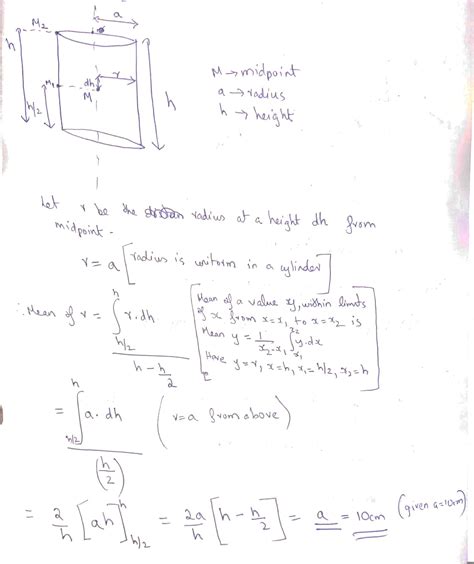 Solved What Is The Mean Radius R From The Midpoint Of A Cylinder Of