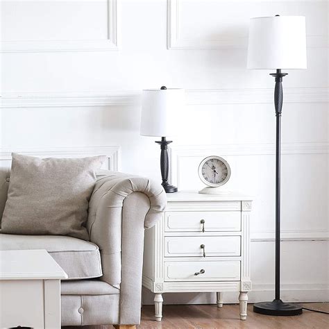 3 Lamp Set Classic Metal Base Floor Lamp Table Lamps