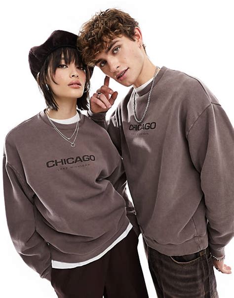 Asos Design Unisex Sweatshirt In Verwaschenem Braun Mit Oversize