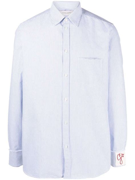 Golden Goose Deluxe Brand G Logo Embroidery Striped Shirt In Blue