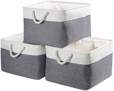 Maidmax Foldable Bamboo Fabric Storage Box With Cotton Rope Handle Set