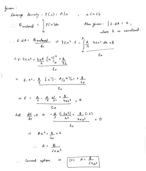 In A Spherical Distribution The Charge Density Varies As R Ar For A