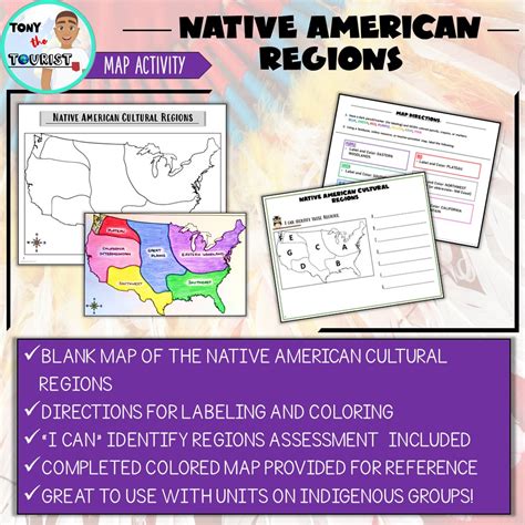 Native American Cultural Regions Map Activity- Label & Color Indigenous ...