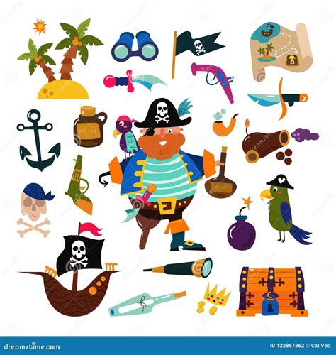 Pirate Vector Piratic Character Buccaneer Man In Pirating Costume In