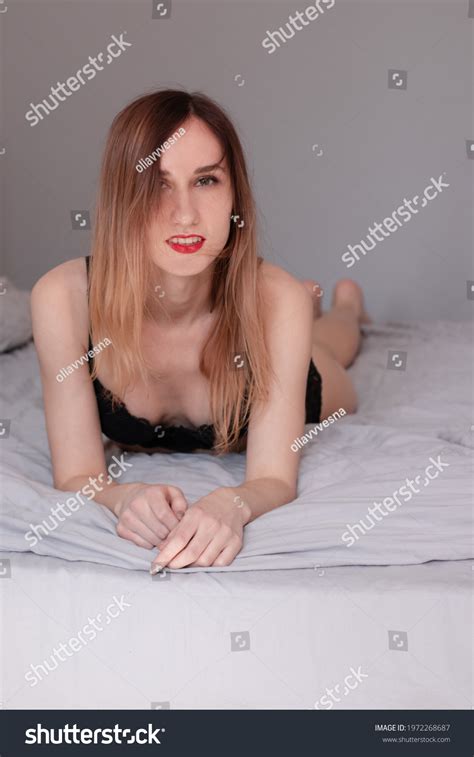 Sexy Seductive Redhead Woman Black Lingerie Stock Photo Shutterstock