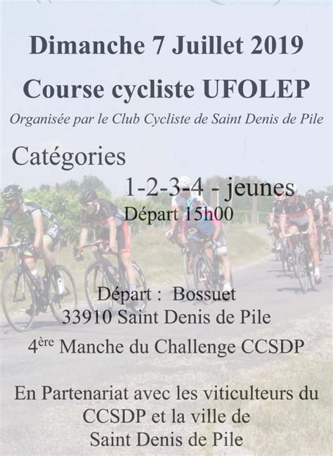 Course Ufolep Bossuet St Denis De Pile Forum Cycliste De La Gironde