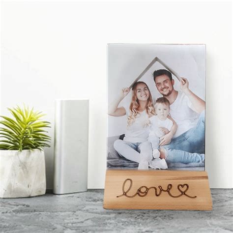 Porta Retrato Love En Acr Lico Y Madera Grabada Laser Wood Artesanias