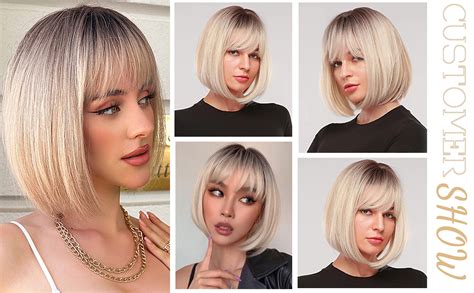 Amazon Werd Blonde Bob Wig With Bangs Short Dirty Blonde Wigs For