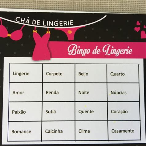Bingo Chá de Lingerie Pink Elo Produtos Especiais