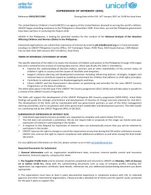 Fillable Online EXPRESSION OF INTEREST EOI Home Page UNICEF Fax