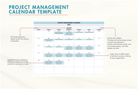 Project Management Calendar Template in Excel, Google Sheets - Download ...