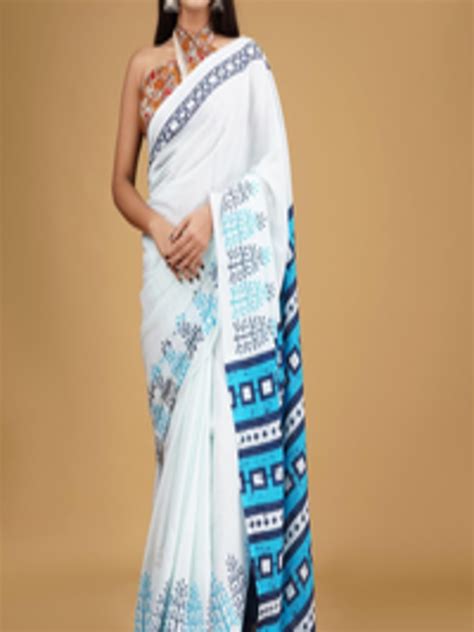 Buy Clothonus Ethnic Motifs Pure Cotton Block Print Saree Sarees For