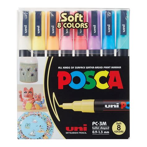 Set 8 Plumones Posca Color Pastel PC 3M Libreria Moderna