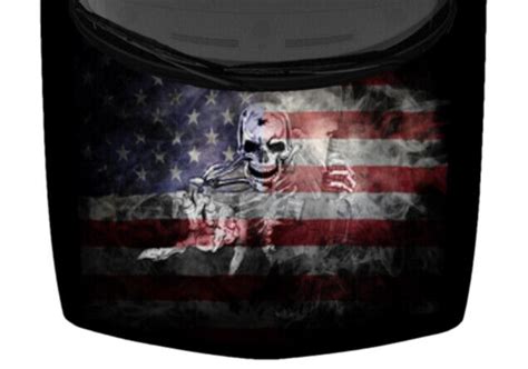 Usa Flag Skeleton Reaching Gun Truck Car Vinyl Decal Graphic Hood Wrap