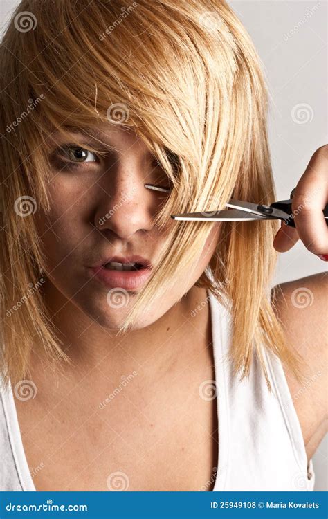 Woman With Scissors Stock Photo Image Of Fashion Blonde