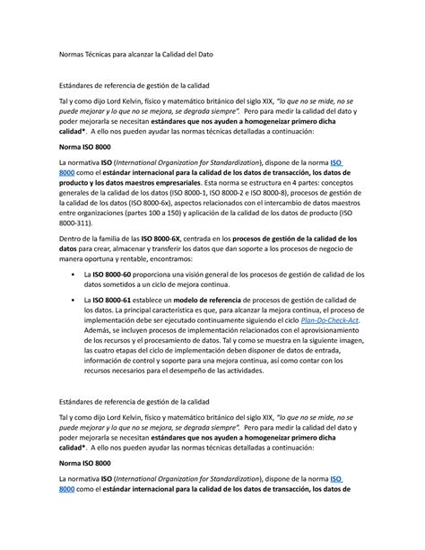 Normas Técnicas para alcanzar la Calidad del Dato Normas Técnicas