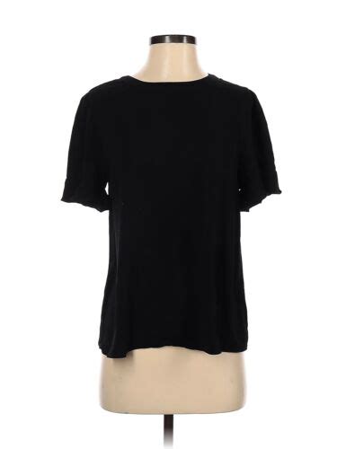 Naked Zebra Women Black Short Sleeve Blouse S Ebay