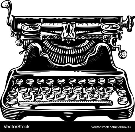 Hand-drawn vintage typewriter writing machine Vector Image